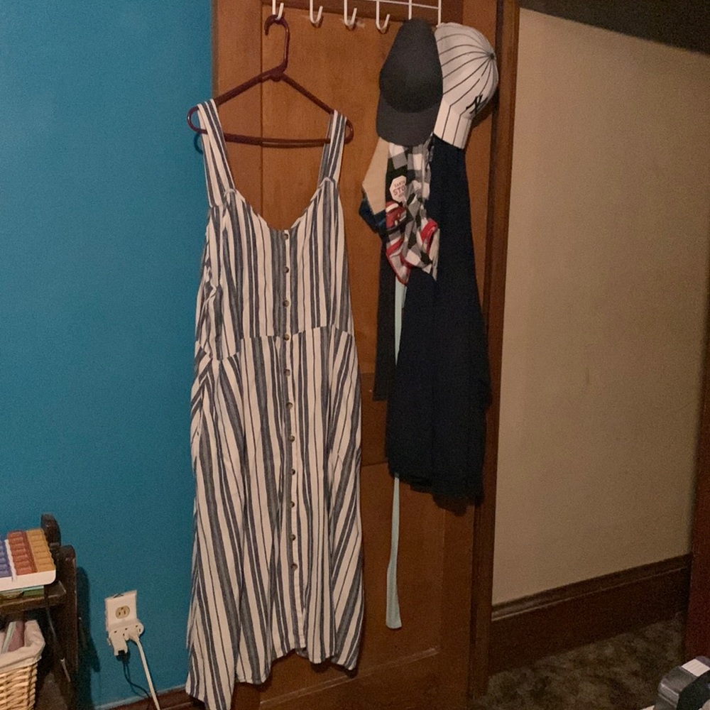 Grey and white striped maxi dress 4XL